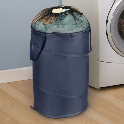 Laundry Hamper with Lid Removable Mesh Liner Magnetic Closure and Grommet Handles