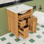 Meuble-lavabo autoportant avec lavabo en céramique, tiroir escamotable et tiroirs et porte à fermeture en douceur