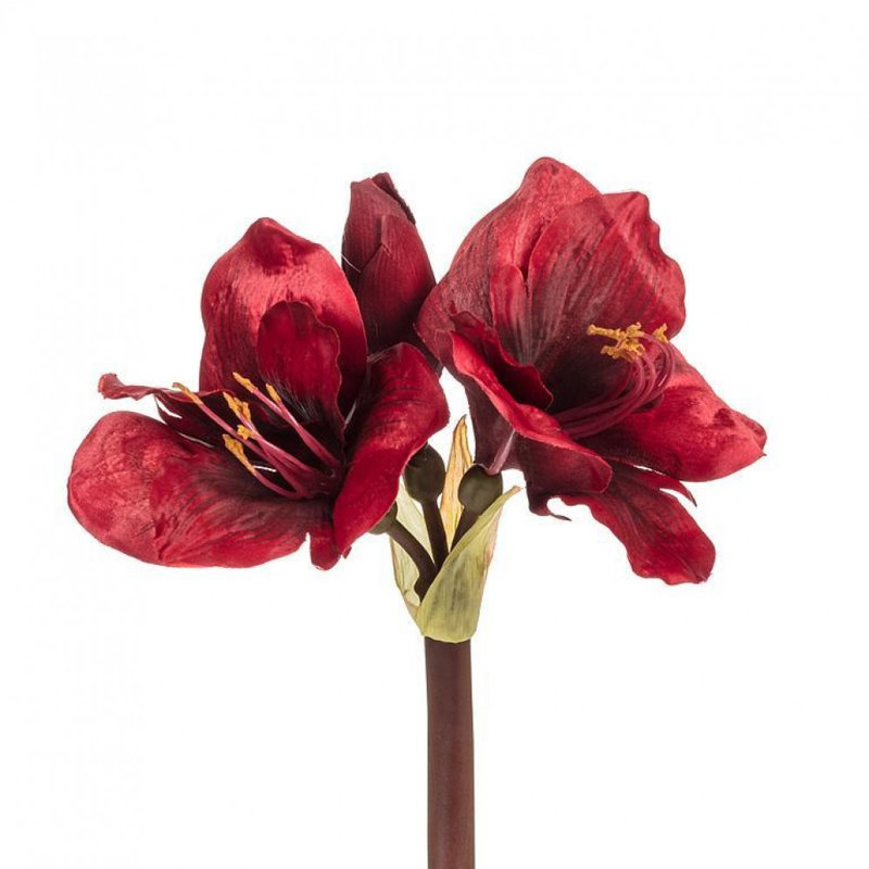 Amaryllis avec 3 fleurs artificielles, Rouge