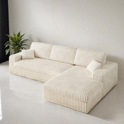114.51" Upholstered Reversible Sleeper Sectional Sofa Bed with Chaise for Living Room