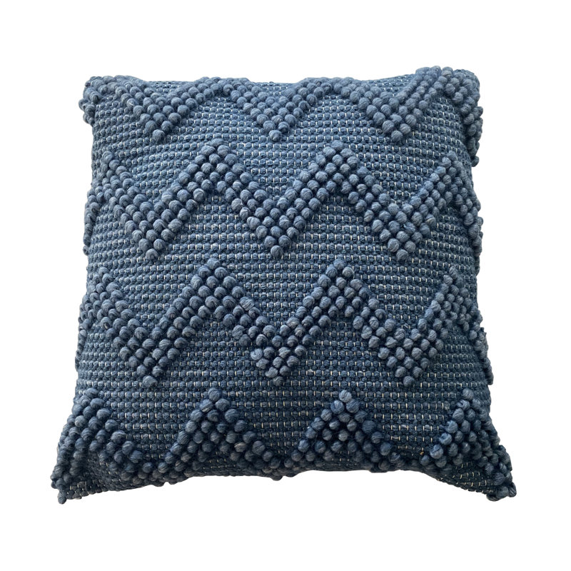 Square Cotton Chevron Pillow Cover & Insert, Blue
