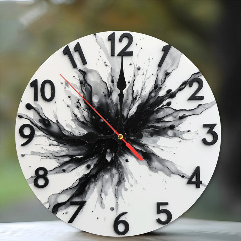 Horloge murale abstraite noire et blanche au design unique
