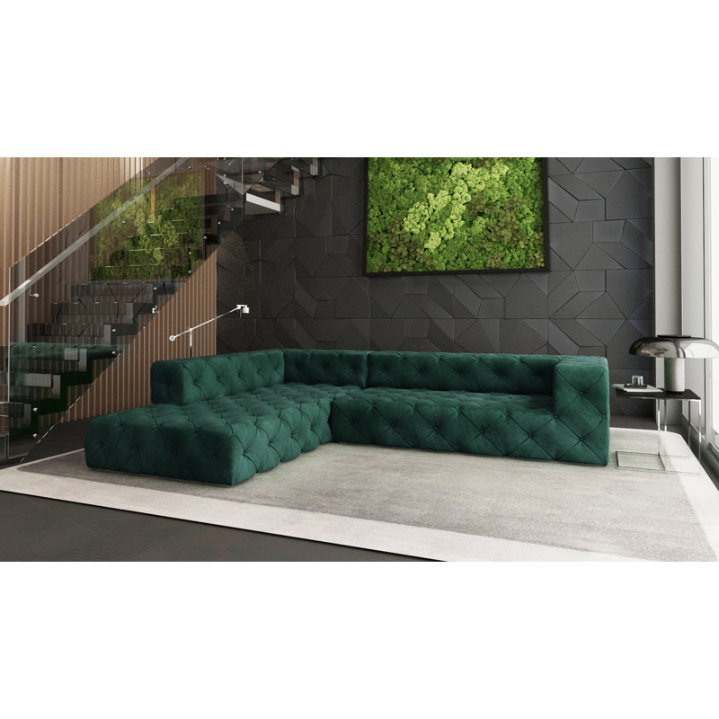 Annmarie Chesterfield Corner Sofa, Left Hand Facing, Bottle Green