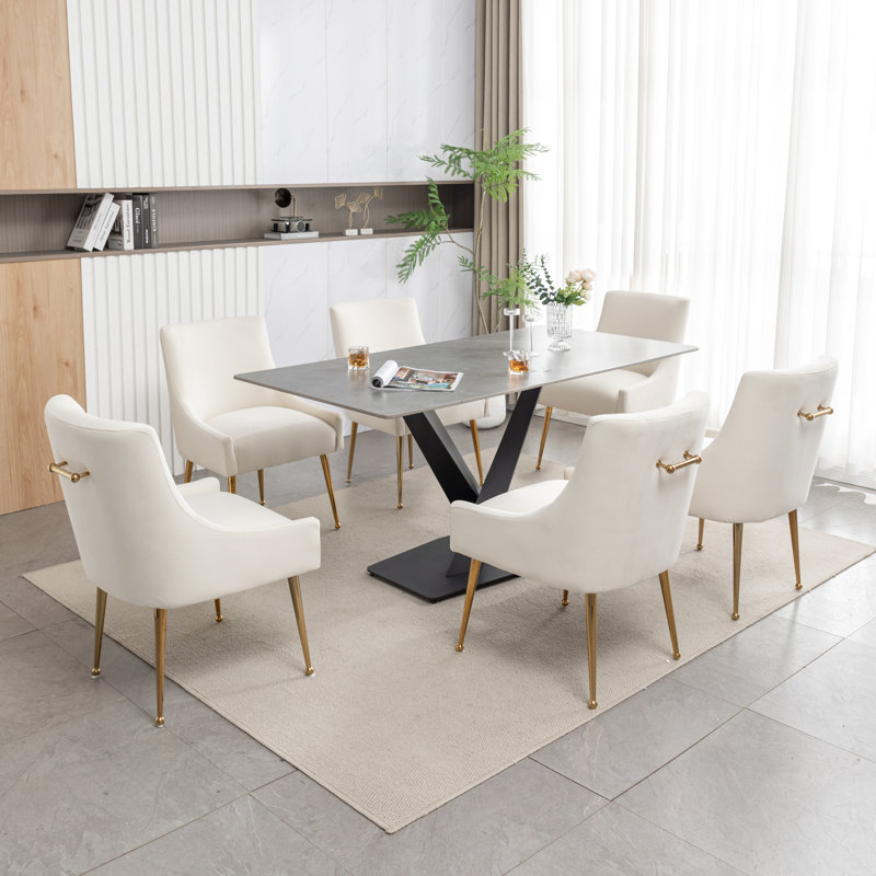 Ankitha 19.7'' H Velvet Upholstered Side Chair, White