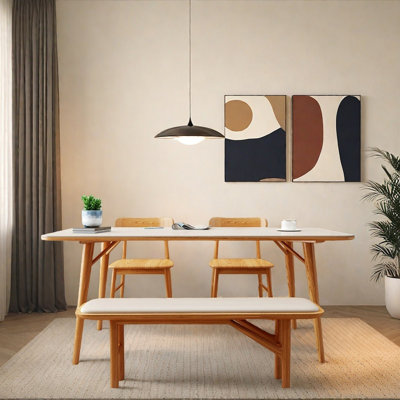 Table de salle à manger en bois de cerisier crème