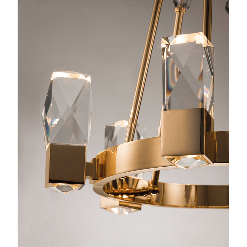 12 - Light LED Chandelier, Polished Gold