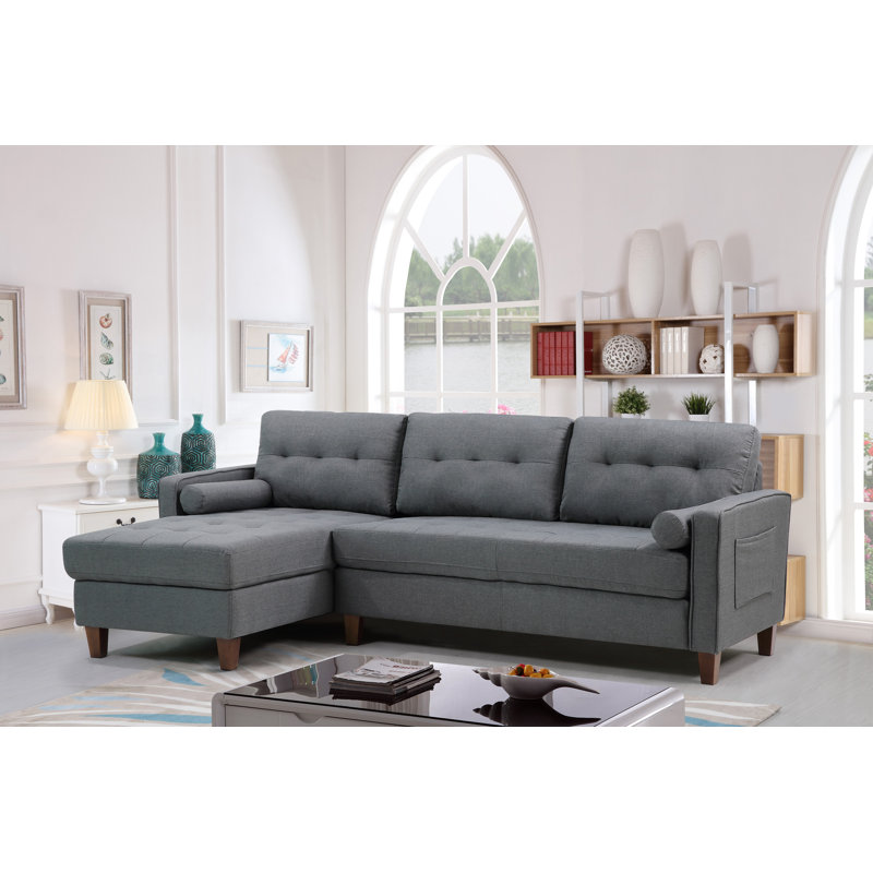 Weatherall Upholstered L-Shaped Sectional Left Hand Facing, Dark Gray Linen