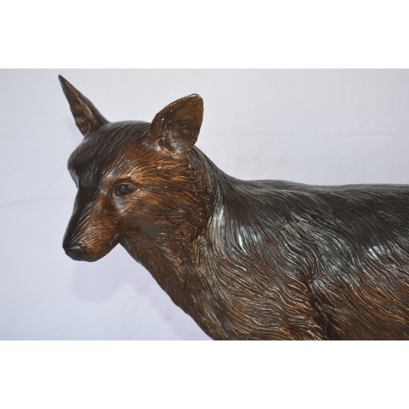 Statue bronze Maumee Fox - Taille: L 36 po x l 11 po x H 19 po.