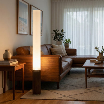 Tambo Cylindro 60" Accent Floor Lamp - Weathered Brass, Frosted Acrylic, Dimmer Switch