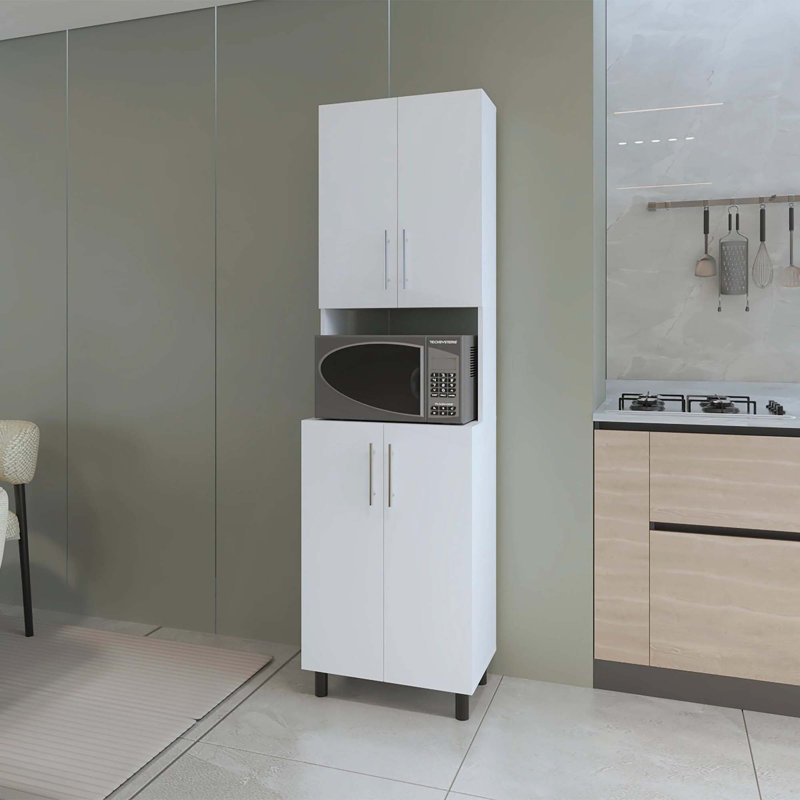 Garde-manger double blanc avec rangement ouvert