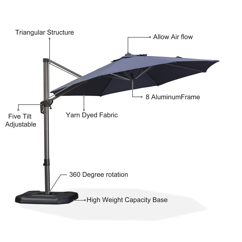 Parasol en porte-à-faux 10 pi sans base, Bleu marine