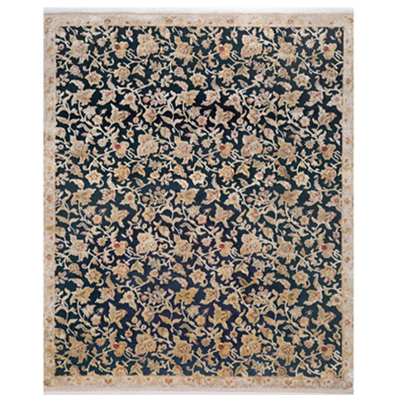 Tapis noir et gris de haute qualité noué à la main
