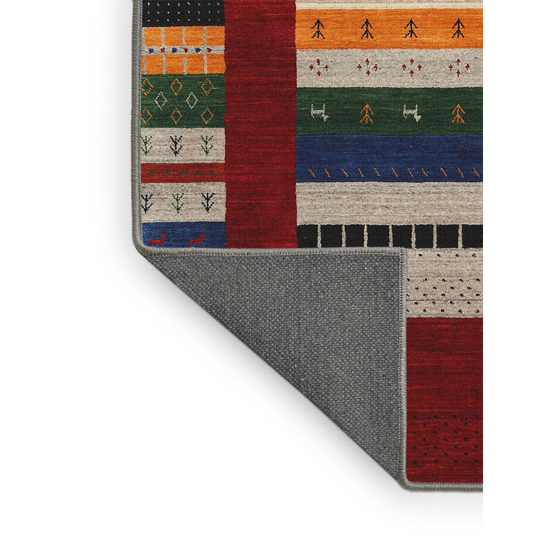 Tapis contemporain rouge / beige Kleon, Rectangle 5 pi x 7 pi