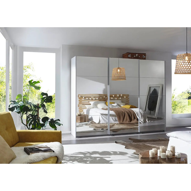 Caracas 3 Door Sliding Wardrobe, Premium, 210cm H x 271cm W x 62cm D, White