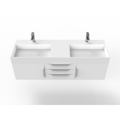 Russett 60'' Double Bathroom Vanity with Solid Surface Top