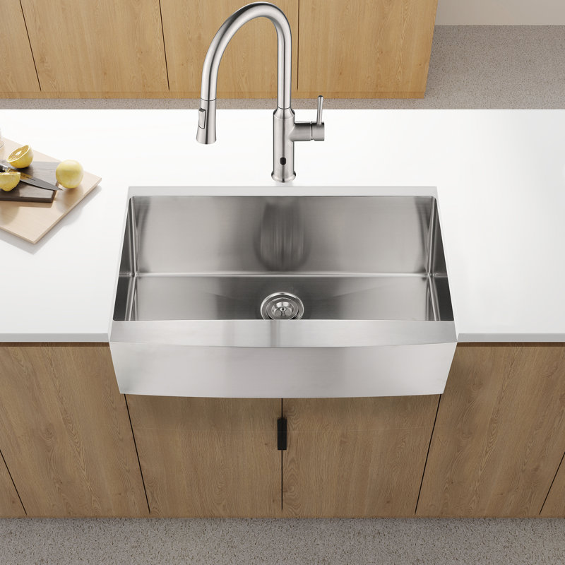 33"X21"X10" Apron Stainless Steel Sink - Single Bowl, Dent-, Rust & Stain- Construction Feature, Easy To Clean, , 16 Gauge, Nickel Kitchen Coating Treatment, Brushed
