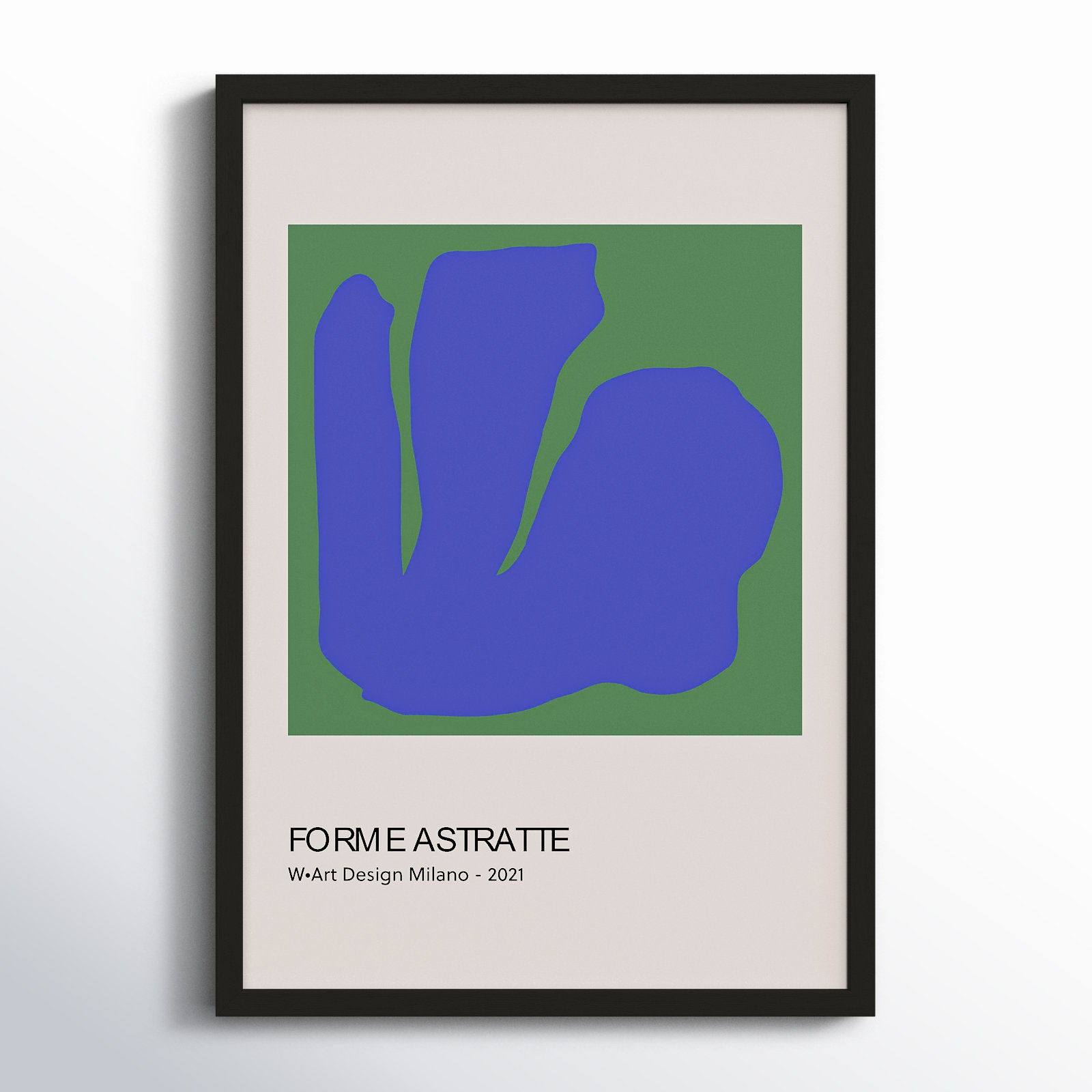 Forme Astratte Blue & Green by Romina Gadler, Black Framed Paper, 25" H x 17.5" W x 1.25" D