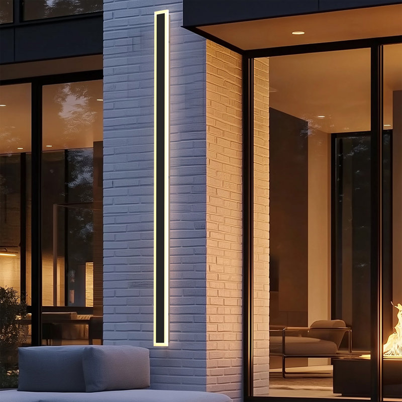 Aluminum Modern Linear IP65 Integrated LED Waterproof Hardwired Outdoor Wall Lights, Black/White, 36, 60" H x 3" W x 1.8" D