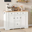 Buffet avec rangement, console de cuisine avec 5 tiroirs, 2 armoires, tablettes réglables, buffet pour la salle à manger, le salon, le vestibule (blanc)-129456500