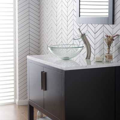 Lavabo de salle de bain vasque circulaire en verre transparent avec robinet