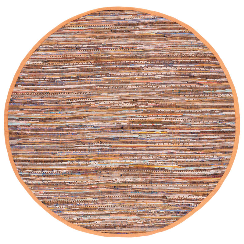 Desimone Rug Hand Woven Cotton Striped Rug, Round 6'