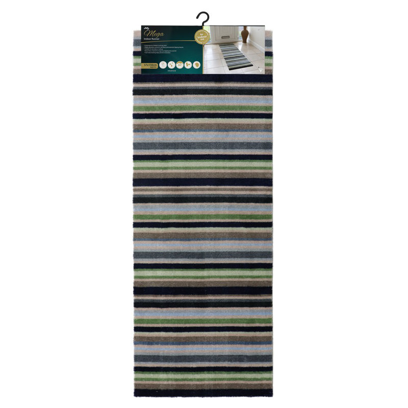 Stripe Mega Mat Non-Slip Striped Indoor Doormat, 0.5cm H x 150cm L x 57cm W