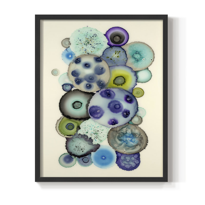 Geodes II, reproduction encadrée - bois massif, H 21 po x l 17 po, Noir, noir, noir, noir