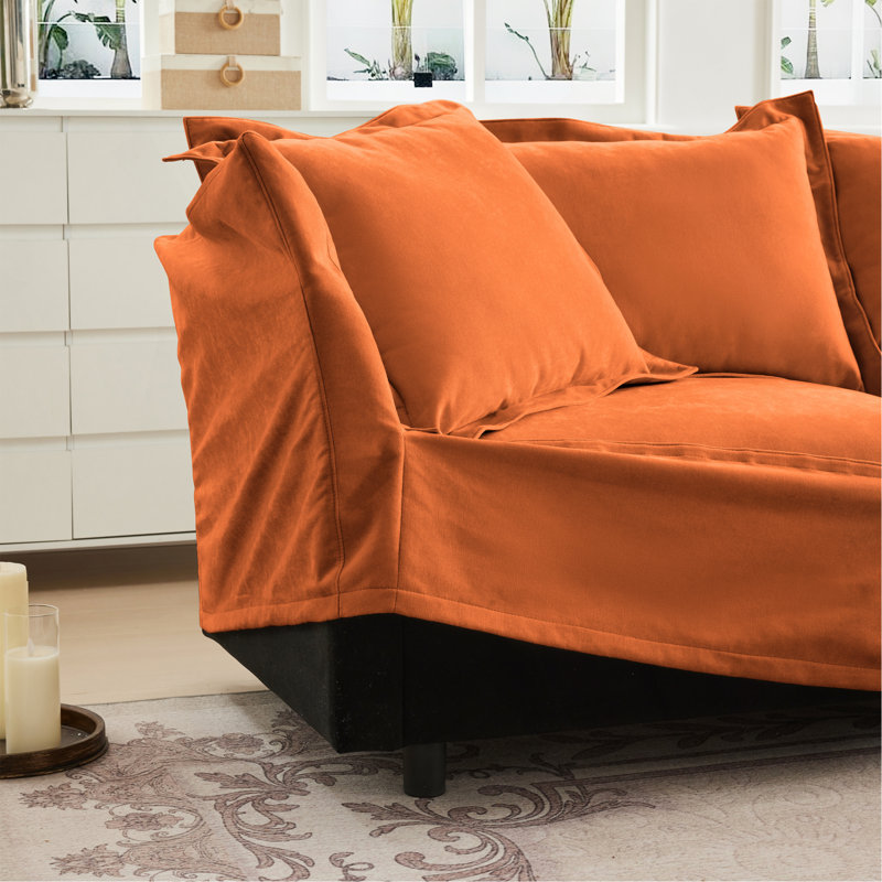 Fauteuil à housse avec 1 grand coussin de dossier et 2 grands coussins décoratifs, 1 siège profond et 1 canapé confortable