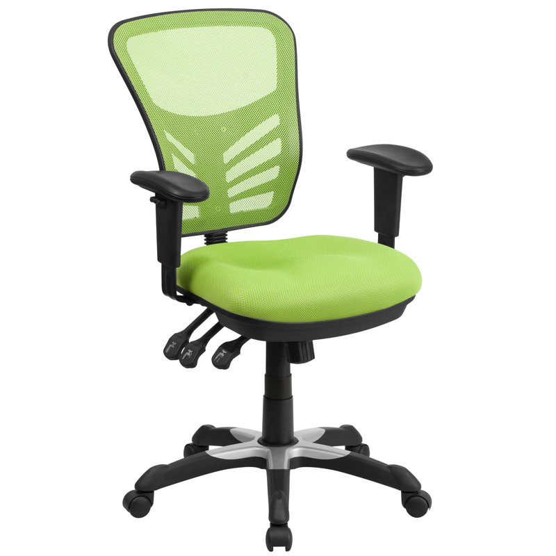 Siyer Mid-Back Mesh Ergonomic Office Chair with Adjustable Arms, Green, Black