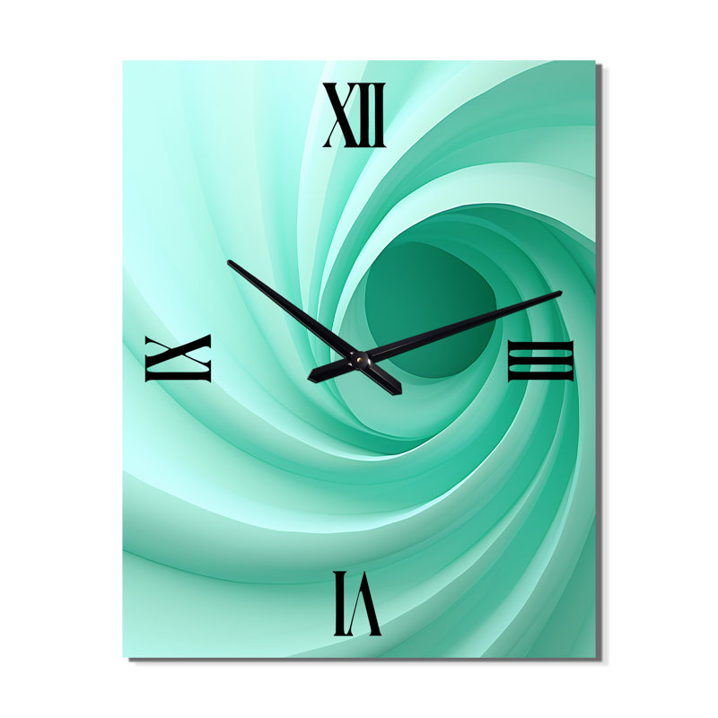 Green Whimsical Whorl Spiral - Horloges murales spirales abstraites, Très grand