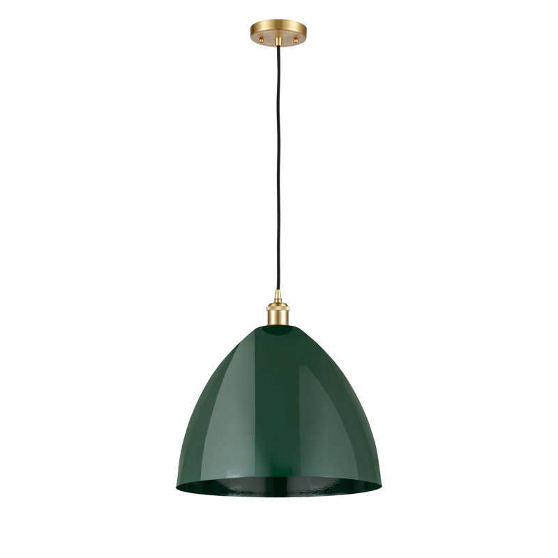 Luminaire suspendu conique 1 lumière, Vert, Or