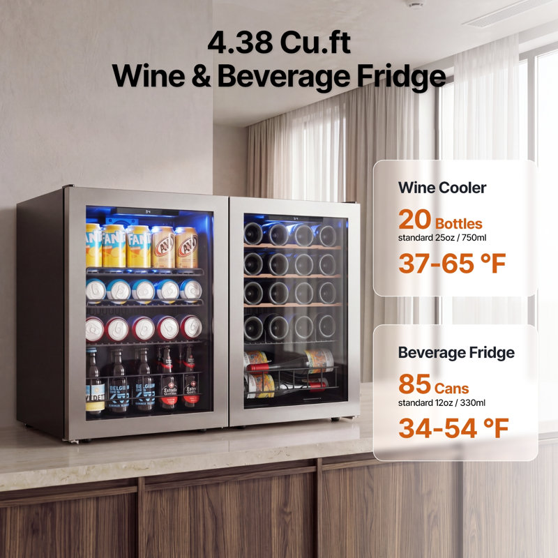 20 Bottle 85 Cans Wine Beverage Fridge