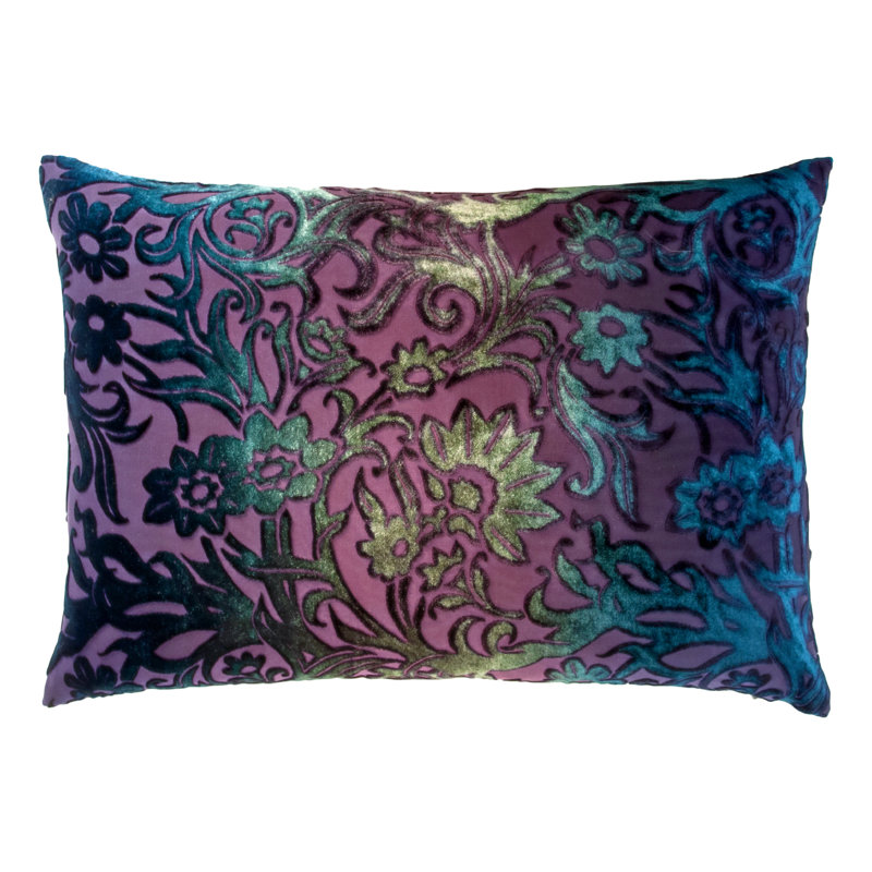 Prospect Park Lumbar Velvet Pillow Cover & Insert, Peacock, 14" x 20"
