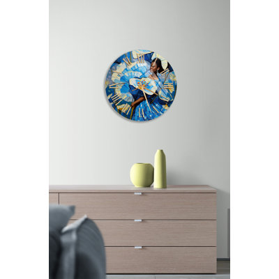 Horloge murale d'art figuratif d'une femme dansante en verre trempé