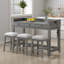 Ensemble de table de salle à manger 4 pièces avec 3 tabourets-213699376-213699377