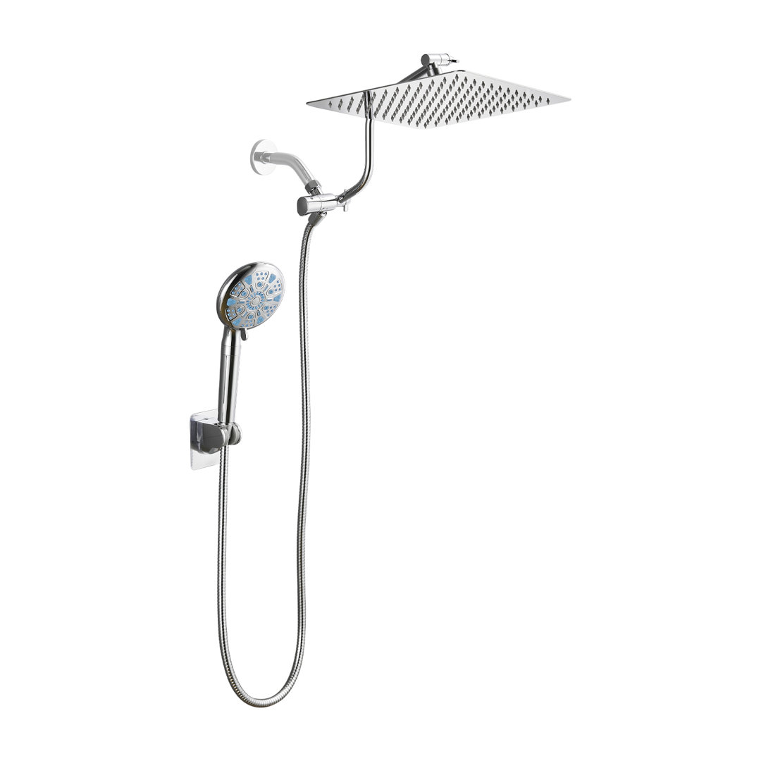 Adjustable 12" High Pressure Dual Shower Head with 9-Spray Handheld Shower Cobbe 