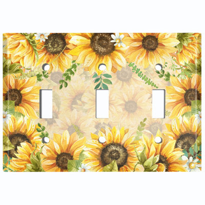 Metal Light Switch Plate Outlet Cover (Summer Time Sun Flowers Bouquet  - Single Toggle)