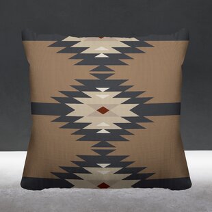 18x18 Inch Hand Woven Southwest Geo Outdoor Pillow Black Polyester