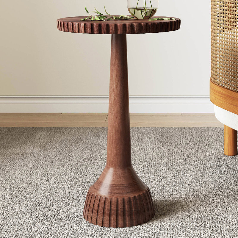 Table d'appoint de patio avec tablette, brun