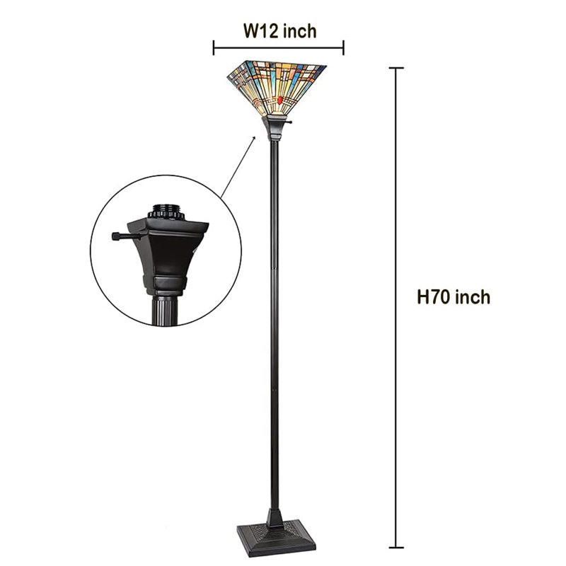 Tiffany Torchiere Floor Lamp,Stained Glass Lamp Shade