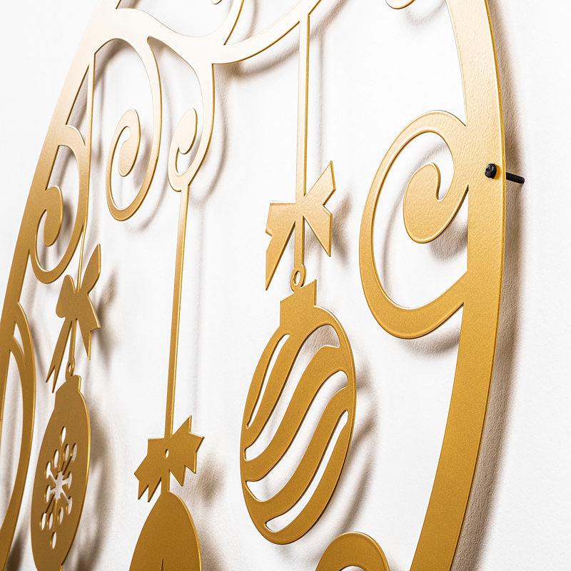 Elegant Gold Decorative Metal Wall Accessory, 23.6 x 25.2 inches | 100% Metal, Thickness: 0.05 inches | Easy Wall Mount with Included Hanging Piece, Battery Operated (3 AA), Perfect for Home Décor & Accent Walls