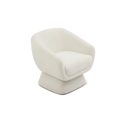 White Boucle Swivel Chair