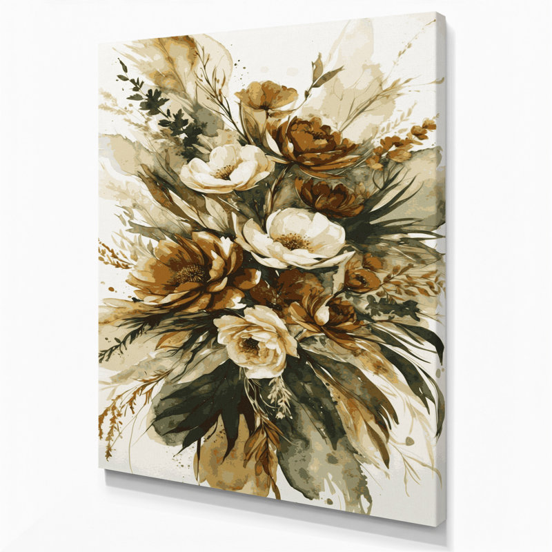 Aquarelle sur toile 79 beige, art mural, H 11 po x l 14 po