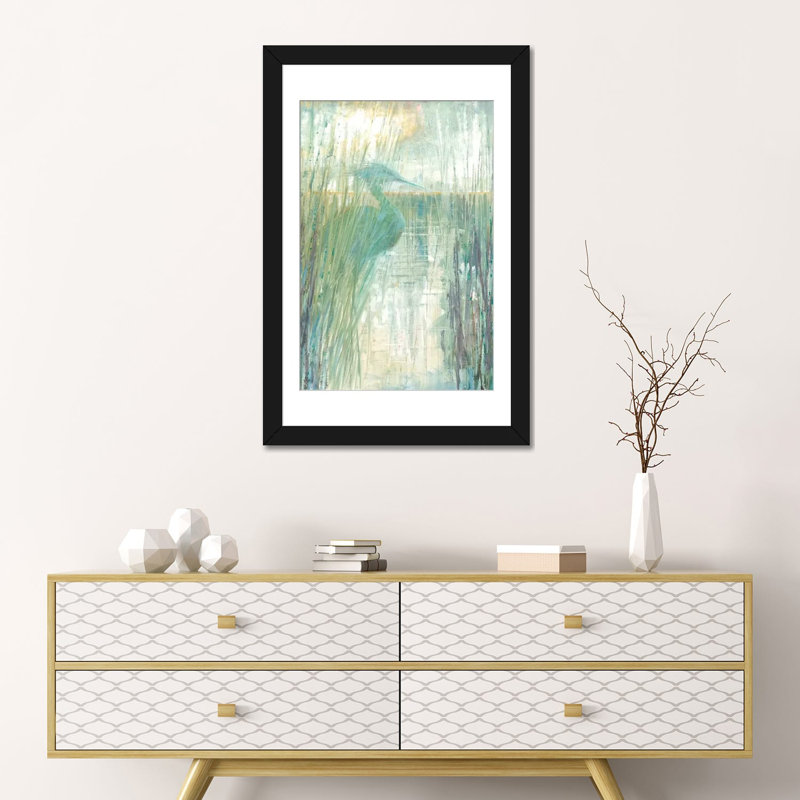 «Morning Egret I», reproduction sur toile, H 24 po x l 16 po x P 1 po, Papier d'art encadré noir