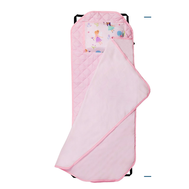 Tapis de sieste Wildkin Modern Kids - mélange de coton doux avec coussin et sangles élastiques pour l'école et les voyages - Jardin des fées