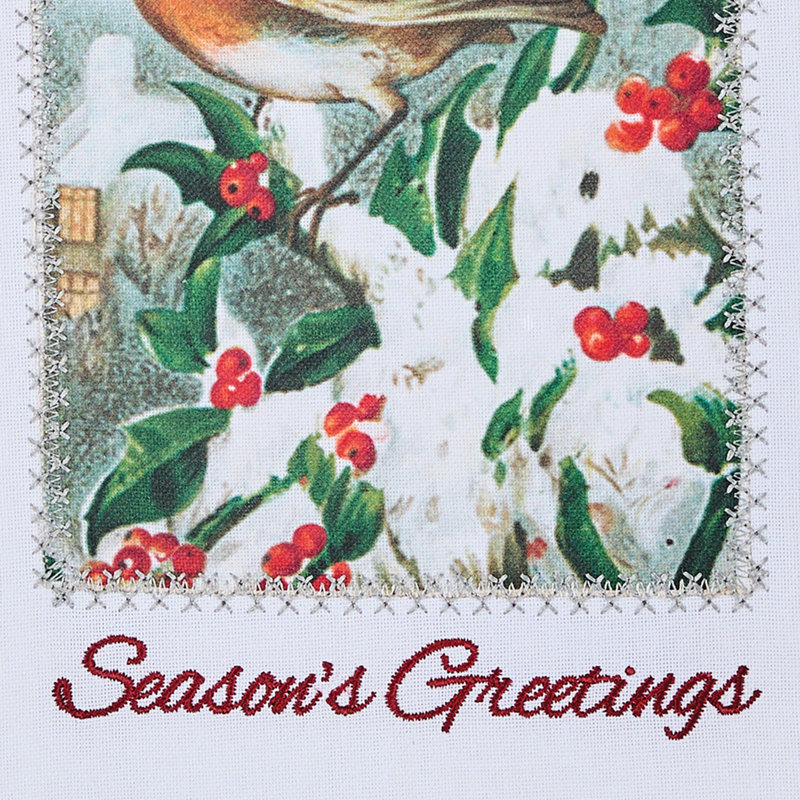  Seasons Greetings Bird Dishtowel Set of 2, Seasons Greetings Bird