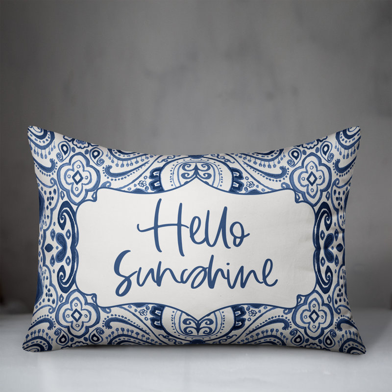  Housse de coussin rectangulaire d'extérieur Hello Sunshine, Bleu
