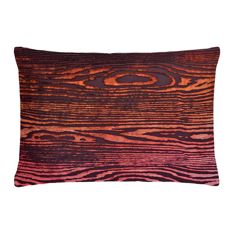 Woodgrain Velvet Pillow Cover & Insert, Wildberry, Rectangle 14"H x 20"W