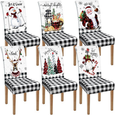 Housses de chaise de salle à manger de Noël - Style classique de Noël - extensible, amovible, lavable, décorative