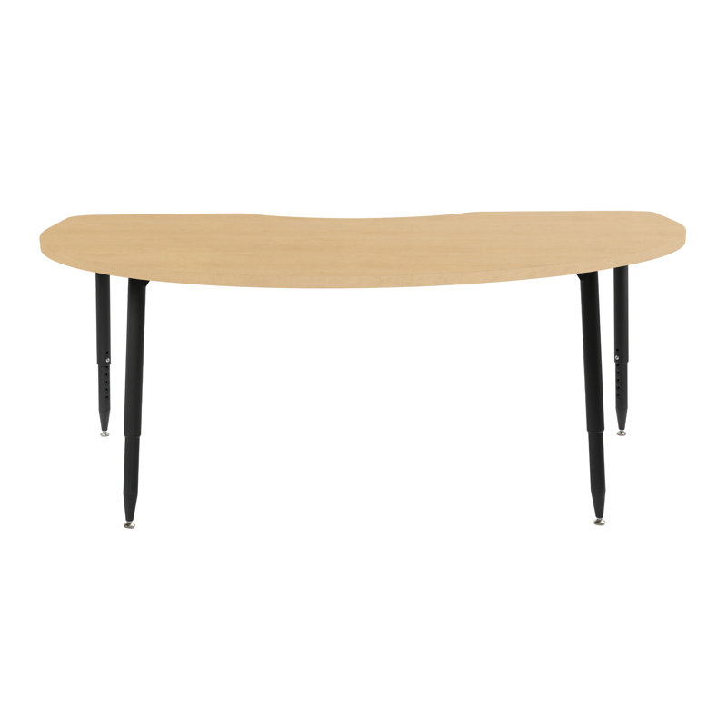 Table d'activité à grain de bois avec pieds fuselés réglables Adapte 48 x 72, Grain d'érable, Noir